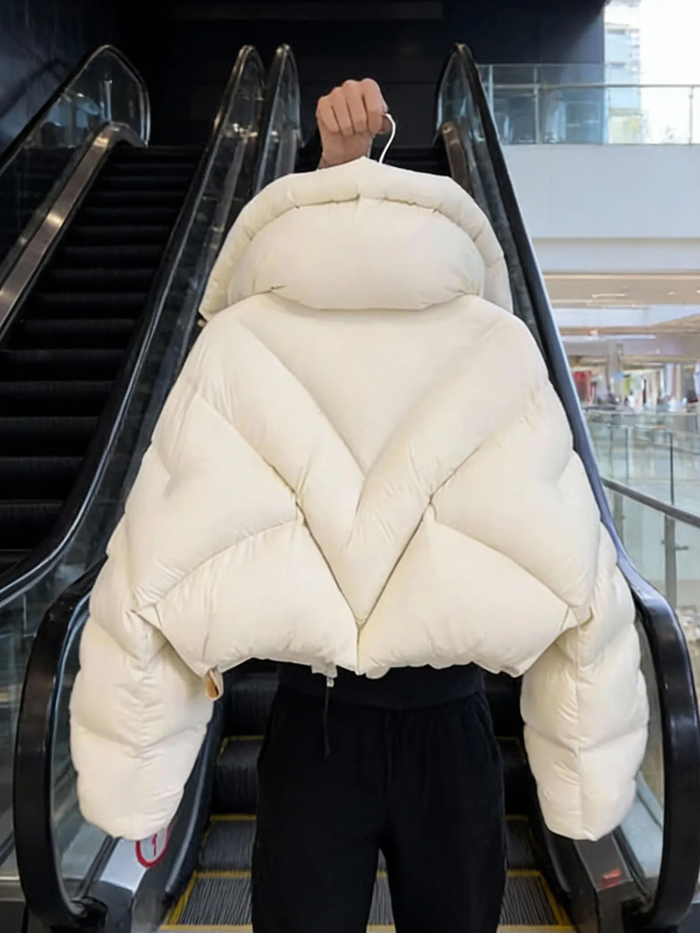 Sli ort puffer jaet casaco feminino de pele sintética branco puffa inverno thi outerwear coreano sle ajuste regular fibra de poliéster