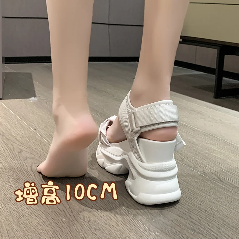 Thick bottom High Platform Sandals Women Wedges Hot High Heels Summer Crystal Chunky Sandalias Beach Slippers Zapatos Mujer 10CM