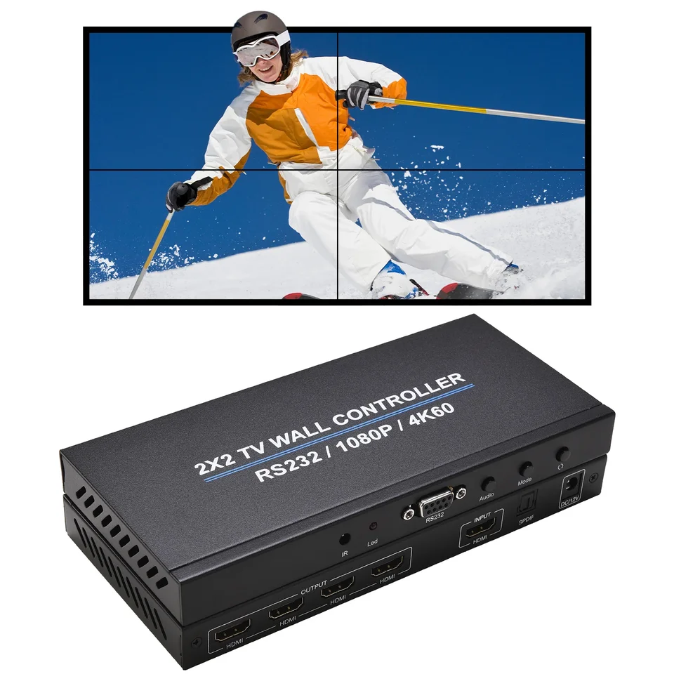 4K 60Hz 2x2 HDMI Video Wall Controller 1x2 1x3 1x4 2x1 3x1 4x1