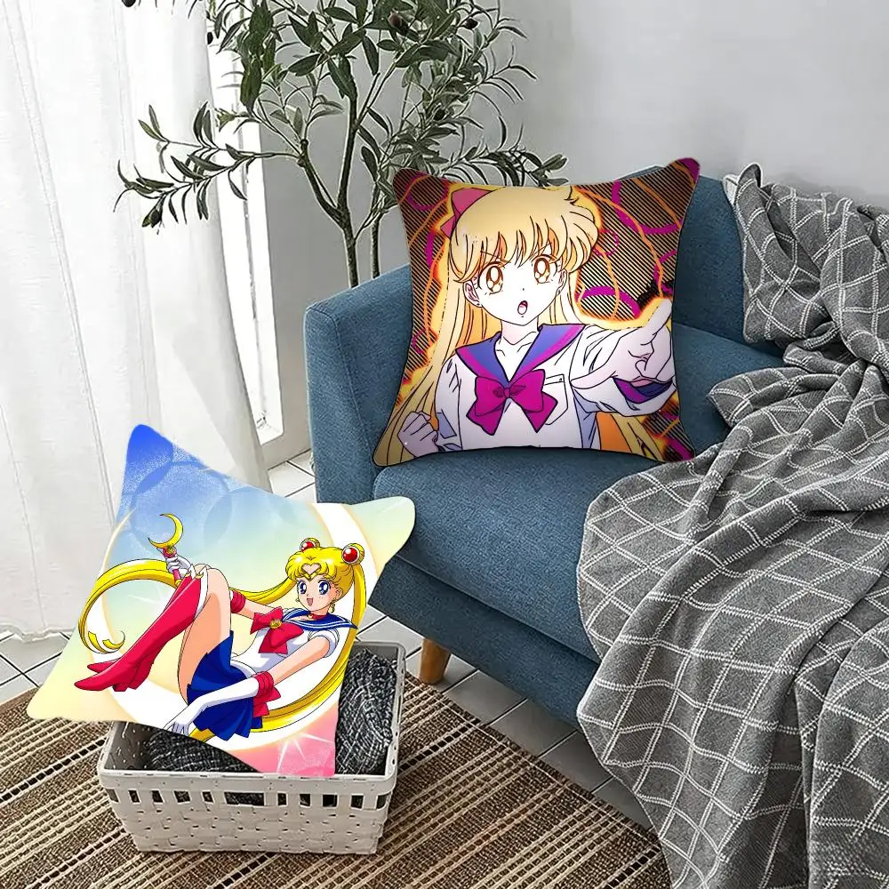 Magical Classic Anime S-Sailor Moon Cushion Cover Fluffy velvet Nordic style plush Living room sofa decorative