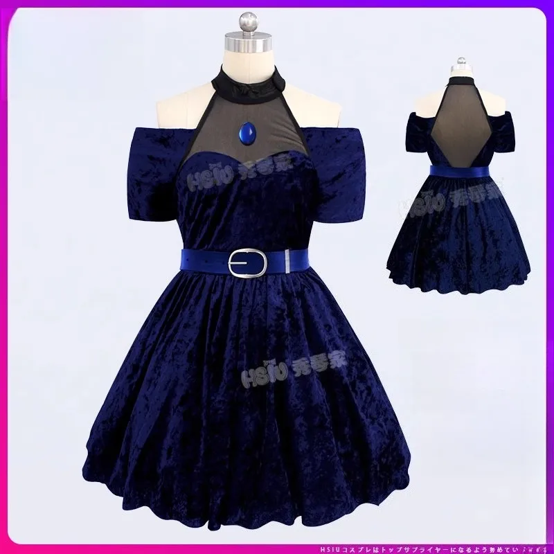 Anime Alien stage Mizi Cosplay Costume Stage Velvet Dress Pink Gradient Blue Purple Long Wig Suit for Women Roleplay Outfits