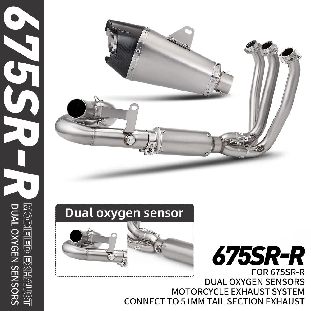 FOR CFMOTO 675SR-R 675SR 675NK AT2 CF675 stainless steel dual oxygen sensor motorcycle front exhaust system set 51mm