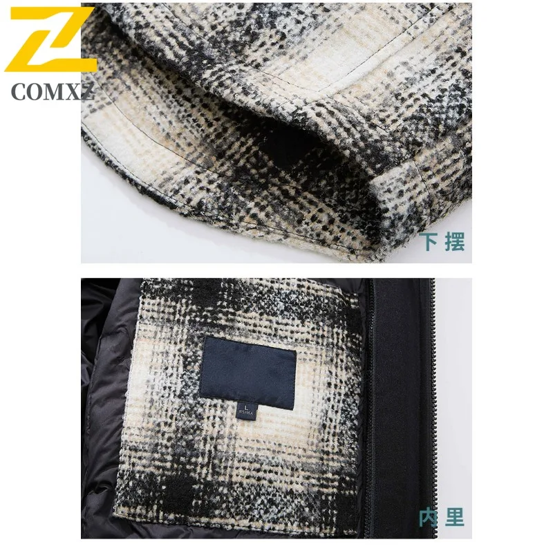 COMXZ الرجال أسفل سترة مقنعين في الهواء الطلق تسلق الجبال التخييم سترة دافئة وهمية قطعتين تصميم السفر يندبروف الشتاء أسفل معطف