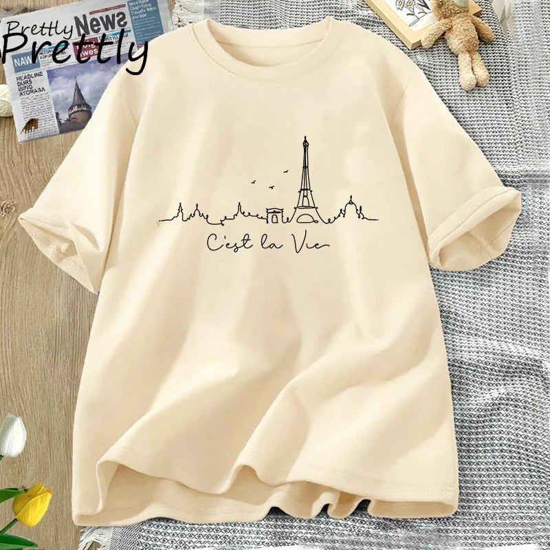 C'est La Vie Paris T Shirt for Women Men Paris Trip Vacation T-shirt Casual Classic Cotton Printed Tshirt Unisex Streetwear