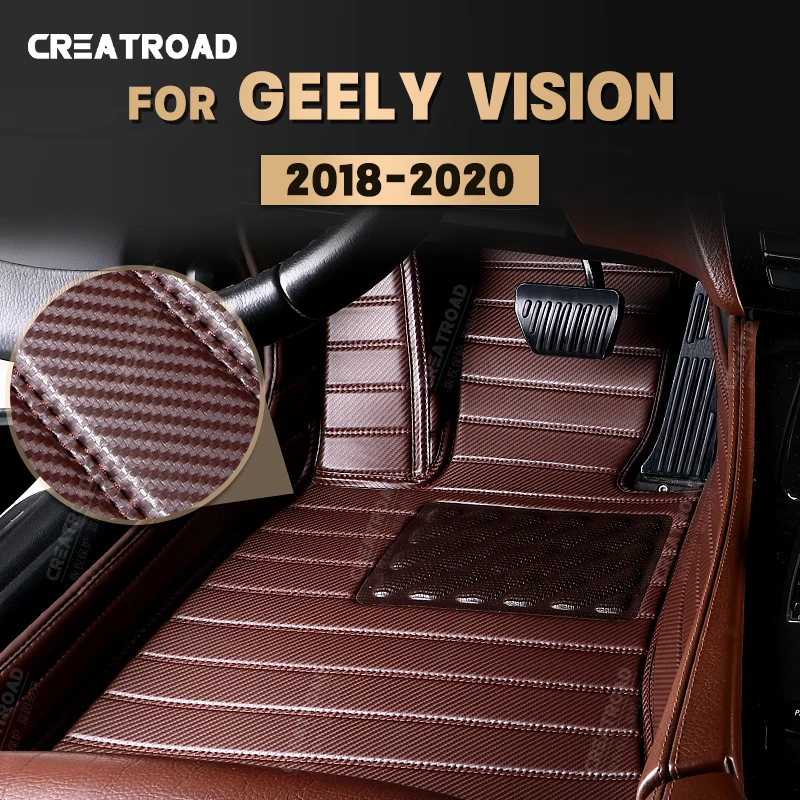 

Custom Carbon Fibre style Floor Mats For Geely Vision 2018 2019 2020 Foot Carpet Cover Automobile Interior Accessories