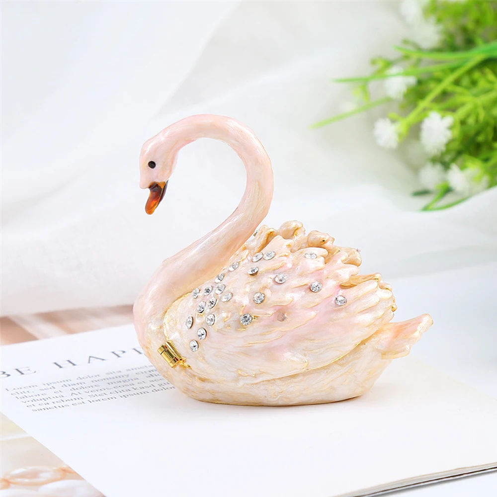 

Swan Decor Jewelry Storage Holder Cute Alloy Trinket Organizer Mini Swan Jewelry Box for Rings,Earrings,Small Accessories