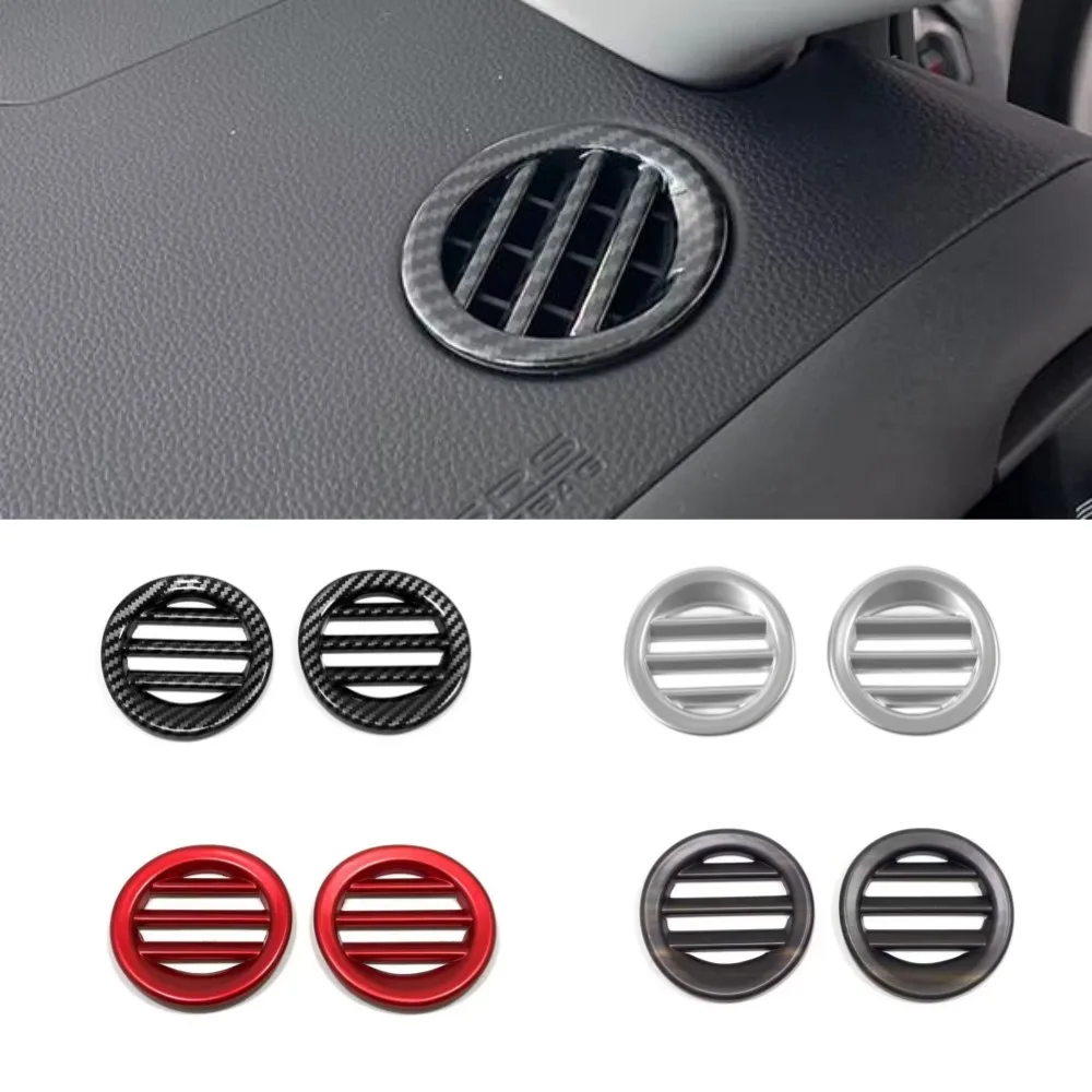 

2PCS ABS Carbon fiber Wood Grain Red Silvery Upper Air Outlet Ring Frame Trim Cover For Honda HRV HR-V 2022 2023 Car Accessories