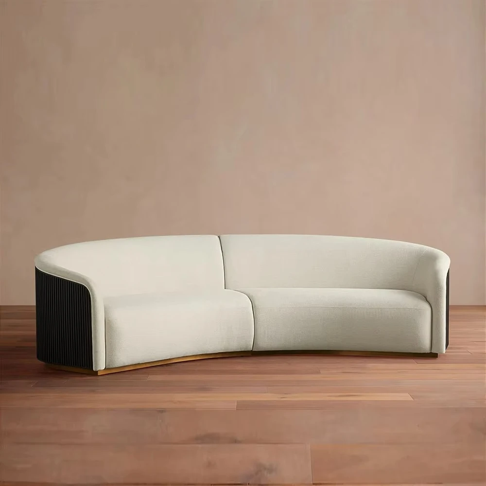 Modern Two-Piece Curved Sectional Sofa with Upholstery Contemporary Design for for Apartment Living Room