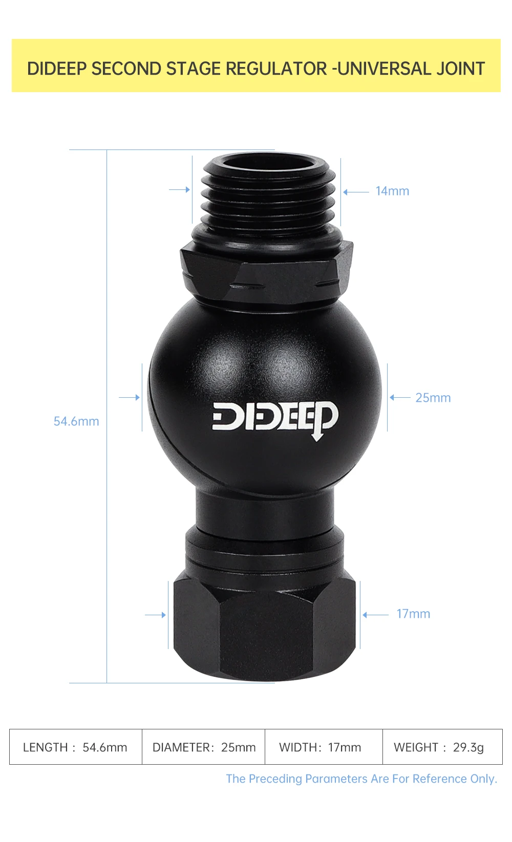 DIDEEP 360-Grad-drehbarer Schlauchregler-Adapter für Tauchzubehör, Zweistufiger Regleranschluss aus Aluminiumlegierung – Detail 2