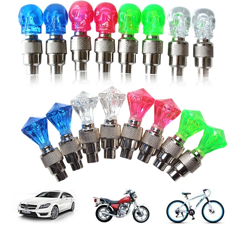 Bicycle Spoke Lights LED Bicycle Wheel Lights With Battery Tyre Tire Valve Caps for MTB Bike Moto LED Light Bicycle Accessories