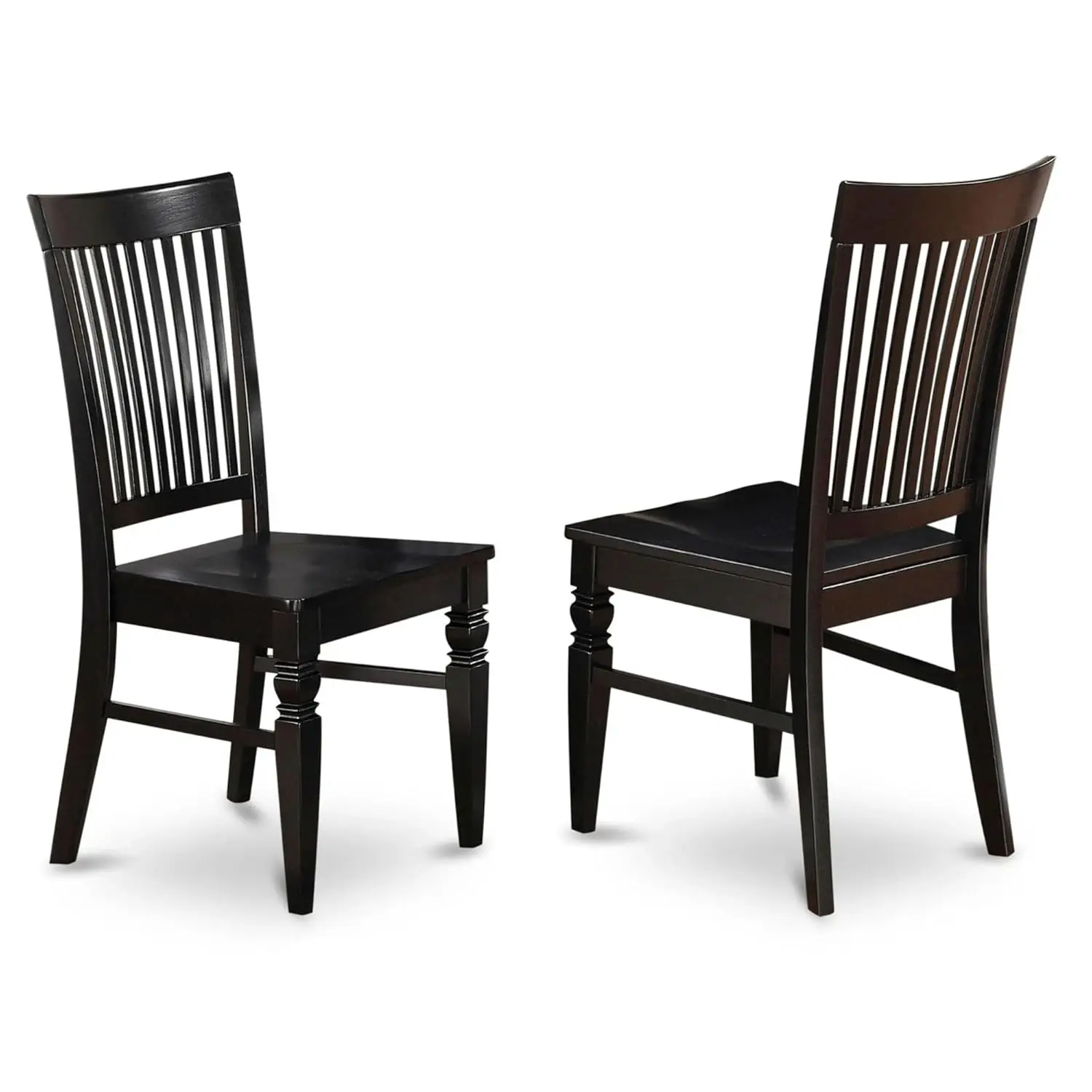 

Dining Chairs - Slat Back Wood Seat Kitchen Chairs, Set of 2, Black