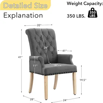優雅的深灰色簇絨軟墊餐椅,適用於廚房和餐廳 10 最佳銷售 豪華餐椅 - №8