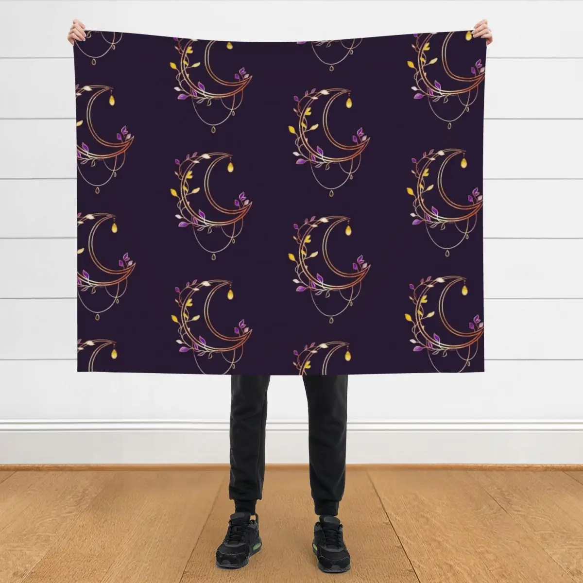 

Subtle Pride Moon - Non-Binary Throw Blanket Stuffeds Retros valentine gift ideas Blankets