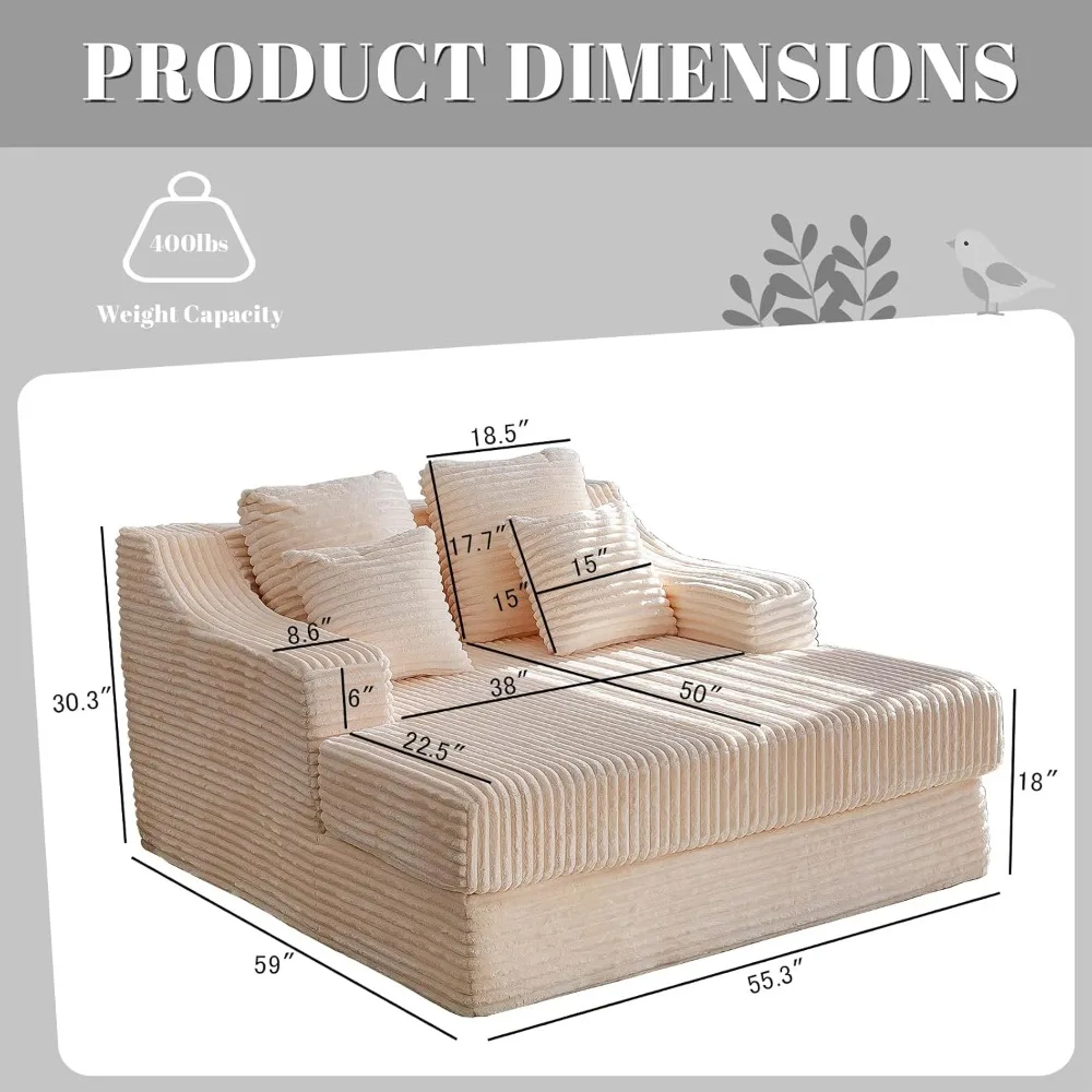 كرسي أريكة صالة تشيس كرسي أريكة سرير مريح داخلي كبير الحجم مع أربعة وسائد كرسي أريكة منجد منفوش لغرفة المعيشة #2