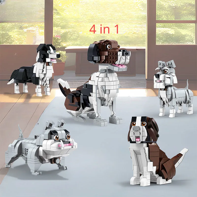 4 in 1 Beagle Block DIY Mini Pet Dog Building Bricks Toy For Boy Children