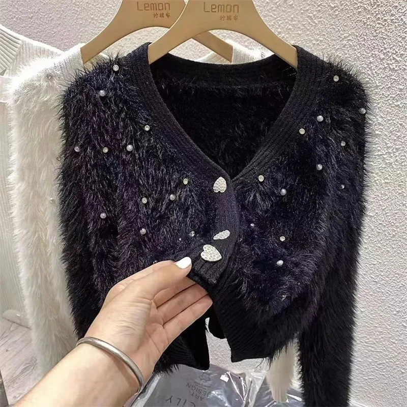 

Модный свитер на осень-зиму, женский новый однотонный вязаный кардиган с круглым вырезом, повседневный кашемировый трикотаж, мягкие топы с длинными рукавами