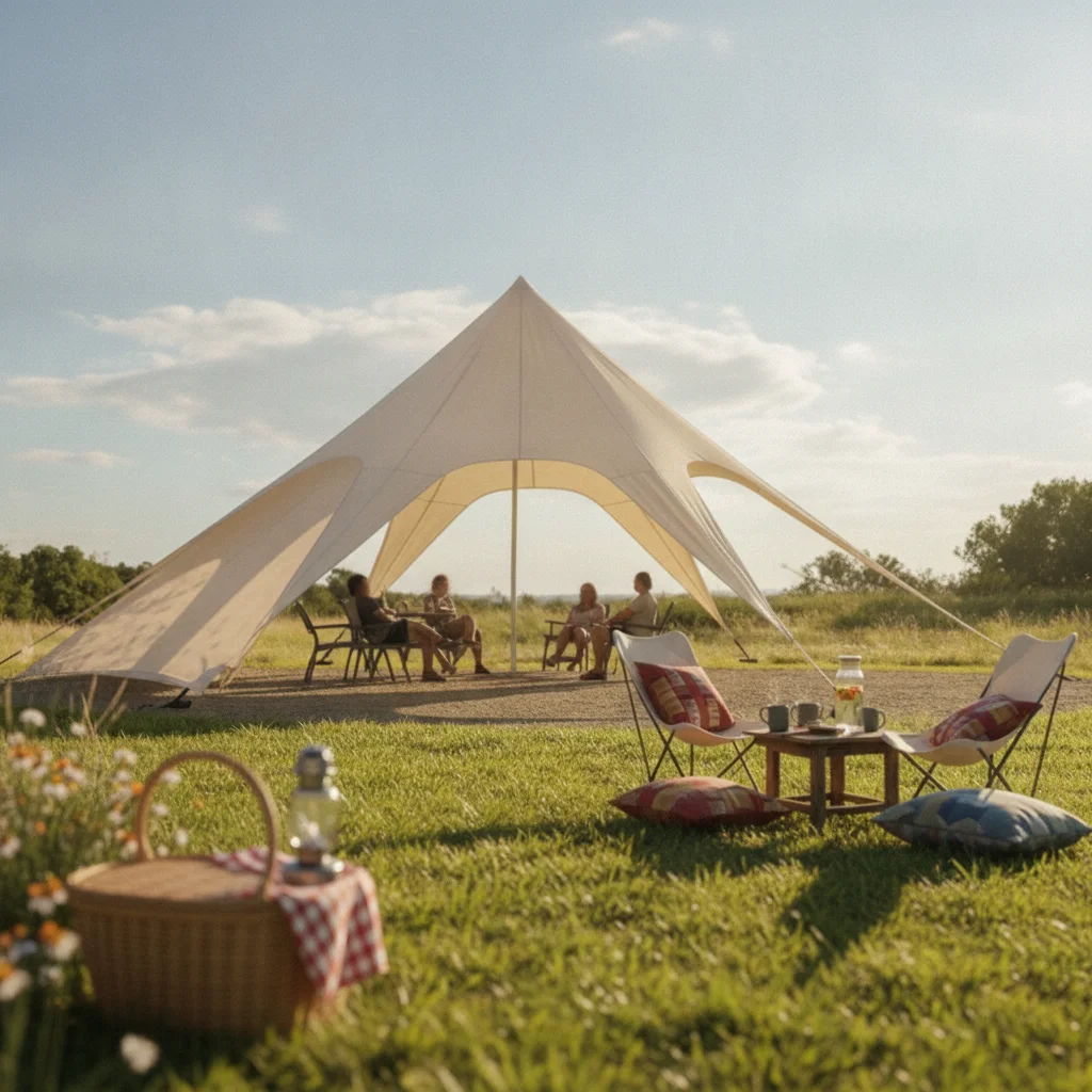 Star Canopy Matte Canopy Tent with Stakes Outdoor Shade Sturdy Shelter Easy Setup for Campers, Glamping, Camping