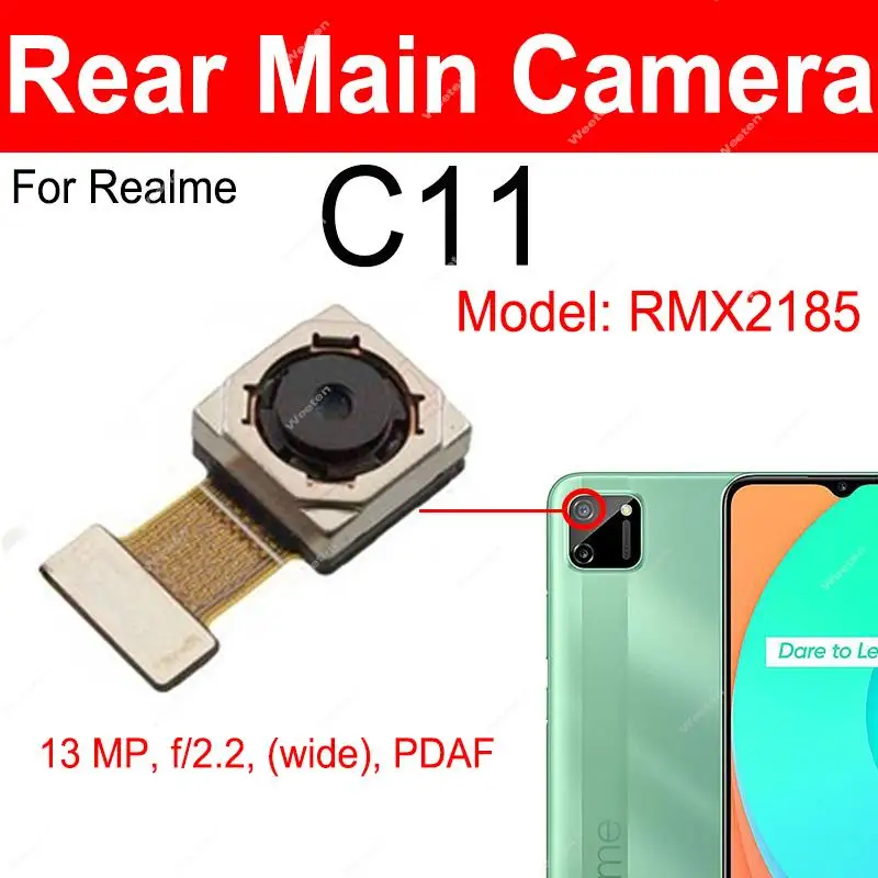 Front Rear Main Camera For Realme C11 C12 C17 C11 2021 Primary Back Front Selfie Facing Camera Module Flex Cable Replacement