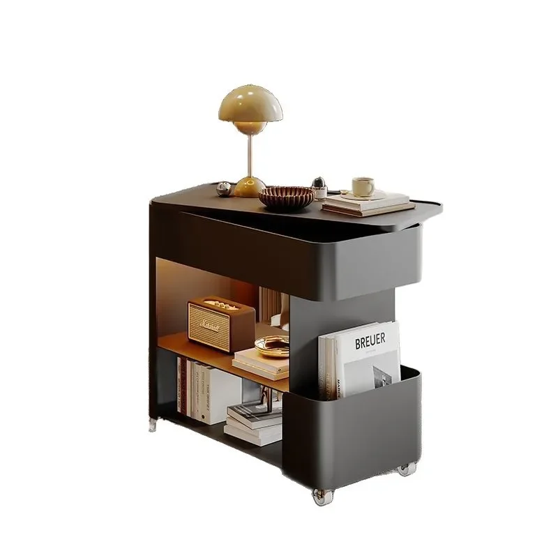 

The new living room is light and luxurious, movable small table trolley, small apartment sofa side several bedside tables