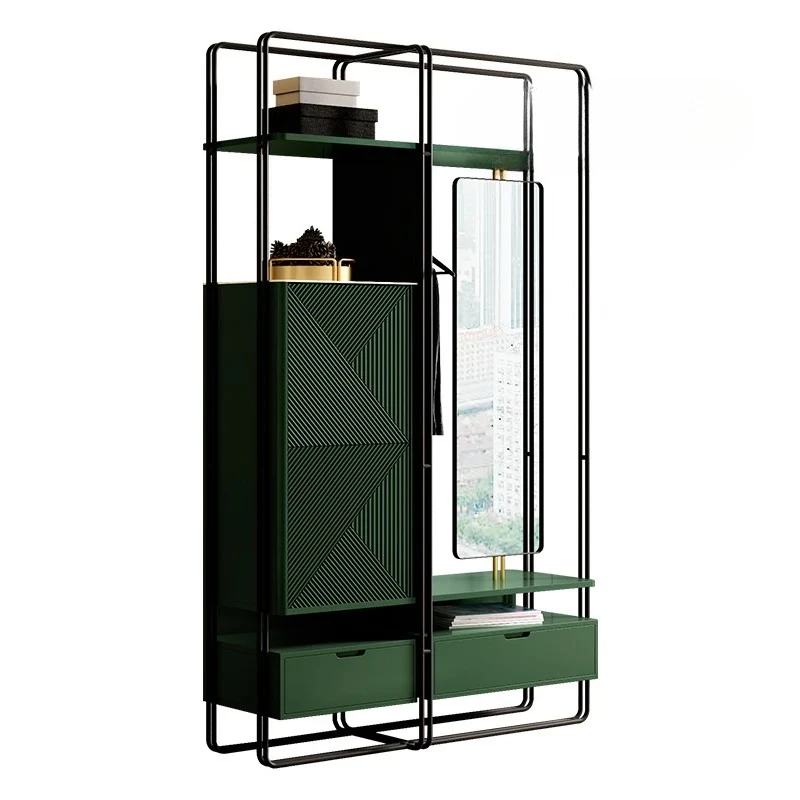 AAItalian Style Light Luxury Coat Rack Villa Master Bedroom Minimalist Style Designer Dark Green Clothing Cabinet