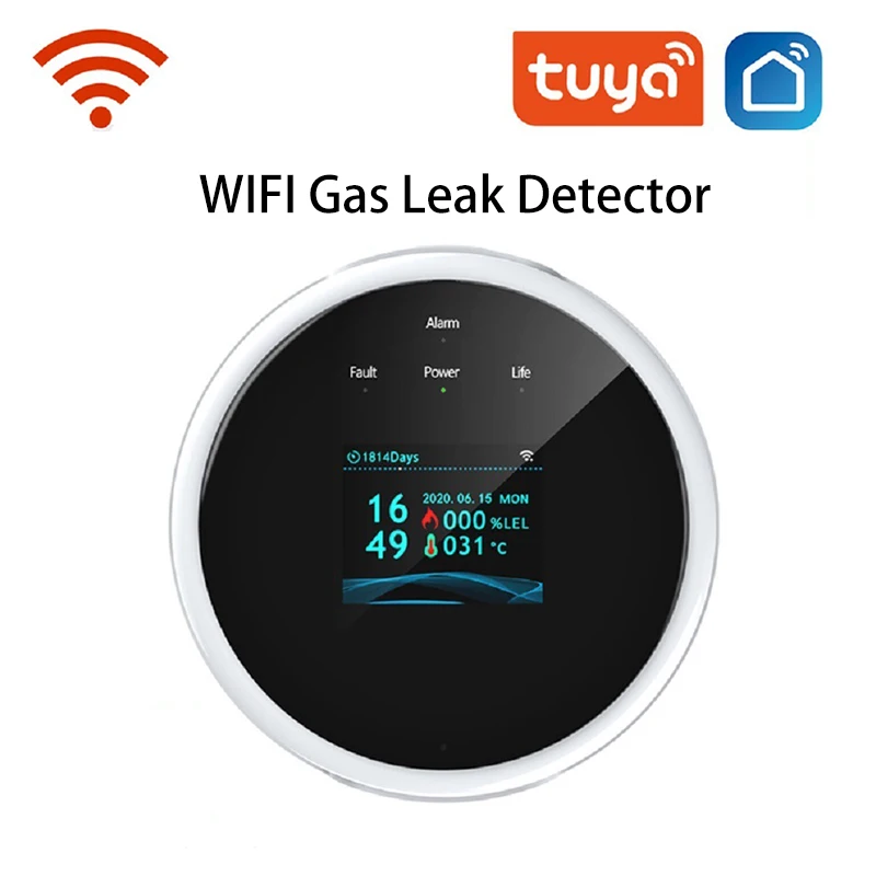 Tuya Wifi Gasleck sensor Erdgas LPG Temperatur Alarm Sprach aufforderung App Fern be nachricht igung Verbindungs ventil für Smart Home