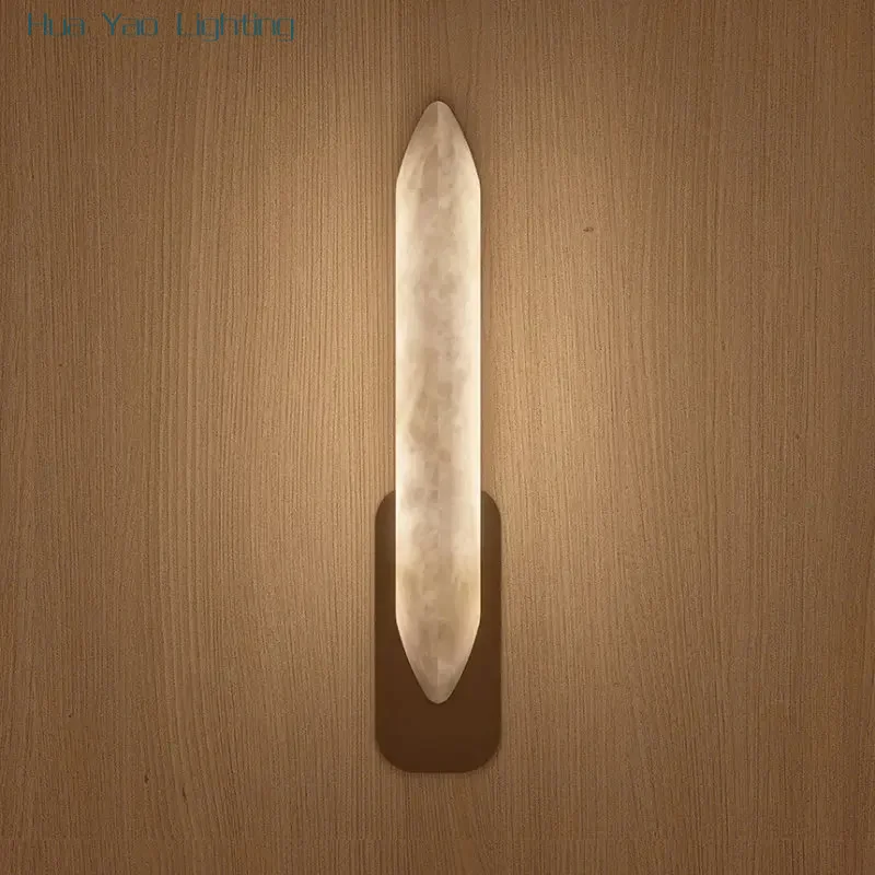 Modern Rural Light Luxury Natural Spanish Marble Wall Lamp Fashionable Design Bedroom Headboard Living Room Corridor Lighting
