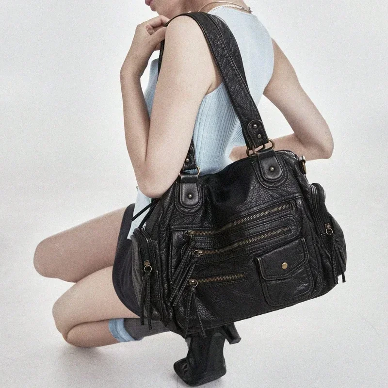 

Женская мода 2021, винтажная большая сумка Y2K Spicy Girl в стиле ретро, большая вместительная сумка через плечо с несколькими карманами