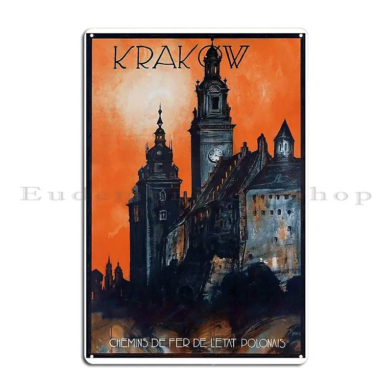 Vintage Krakow Poland Travel Poster 1935 Metal Signs Wall Mural Living Room Kitchen Garage Printed Tin Sign Poster