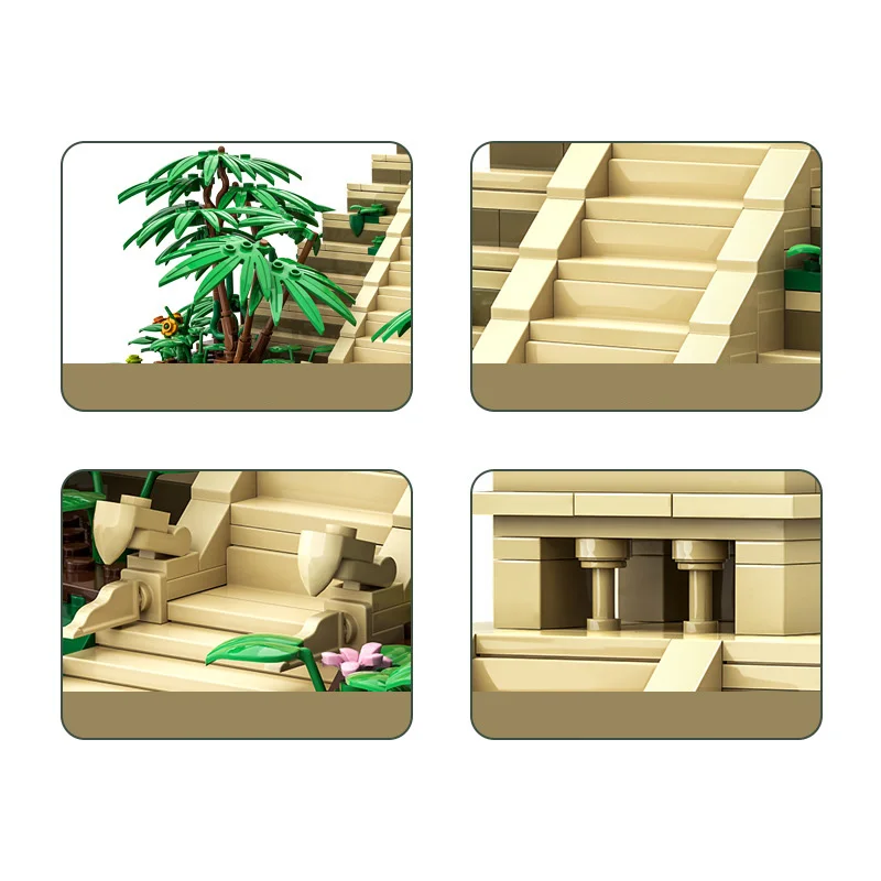 Arquitetura histórica do patrimônio cultural mundial tijolo méxico el castillo bloco de construção criativo pirâmide maia brinquedos educativos