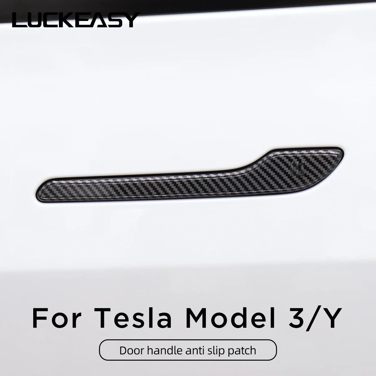 Tesla modeli 3 için karbon Fiber dokulu ABS Styling Premium dayanıklı aksesuarları Model Y araba kapı kolu kapak koruyucu Sticker