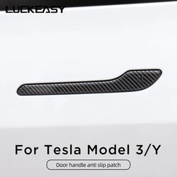 Pegatina protectora de cubierta de manija de puerta de coche, accesorios duraderos Premium, estilo ABS texturizado de fibra de carbono para Tesla Model 3