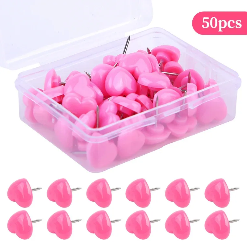 Hot Selling Love Pushpins 50 Heart-shaped Creative Small Fresh Round Head Press Nails Color Photo Wall Decorative