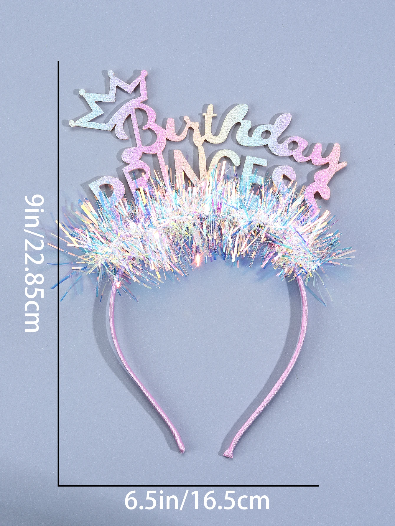 1pc Pink Happy Birthday Headbands for Women Girls Glitter Sparkles Crown Hair Hoops Headwear with Star Boppers Sequin and Tinsel