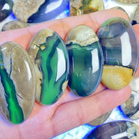 1pc Fluorescent/Volcano Agate Palm (UV-Reactive) Worry Stone, Nice Fluorescent Agate Palm