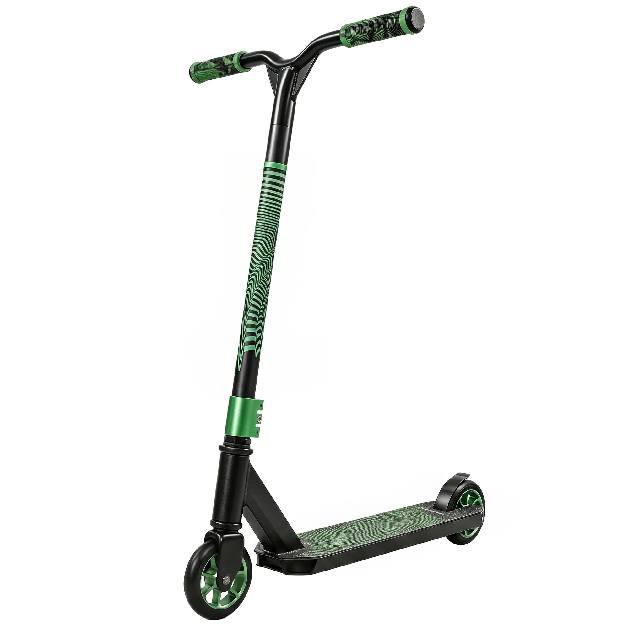 Sportnow Stunt Scooter, Freestyle Scooter met 360 graden stuur ° Abec-9 lagers, 120mm PU wielen, aluminium stalen frame, antislip, voor tieners en volwassenen, voor skatepark, groen