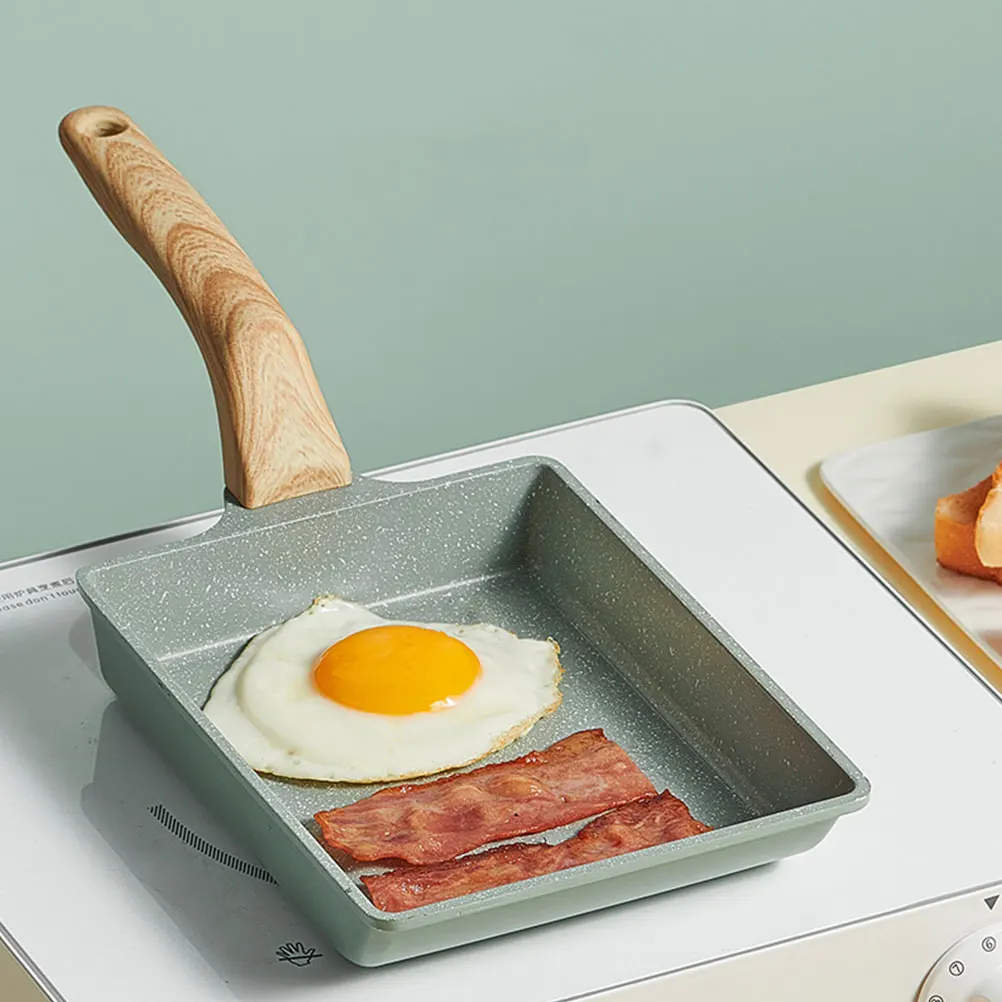

Rectangle Tamago Pot Nonstick Egg Pan Aluminum Wood Handle Omelette Frying Japanese Korean Induction Cooktop Square