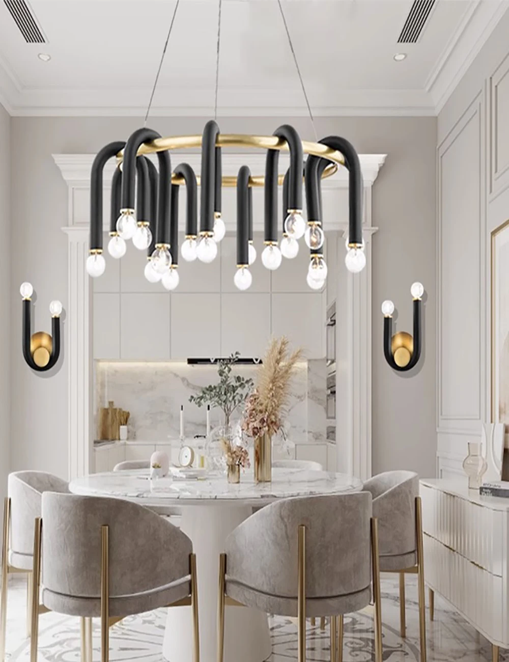Moderne runde Kronleuchter Villa Luxus u Form Kronleuchter Designer mit 20 Kronleuchter führte Wohnzimmer hängende Leuchten – Detail 1