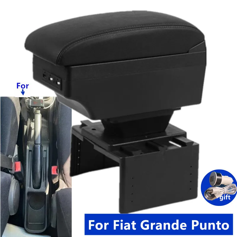 Armlehne Box Für Fiat Grande Punto für Fiat Punto Auto Armlehne Box Zentrale Lagerung Box Innen Nachrüstung mit USB Auto Zubehör