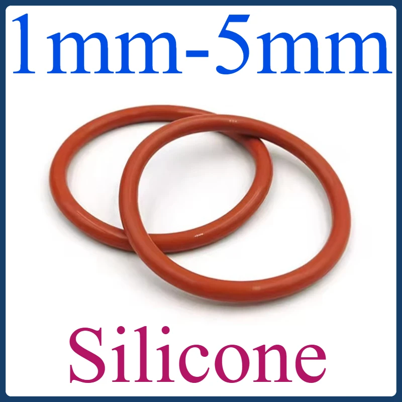 

Food Grade Red VMQ Silicone O-Rings - OD 5-46mm, Thickness 1/5mm, Waterproof Insulated Sealing Gaskets