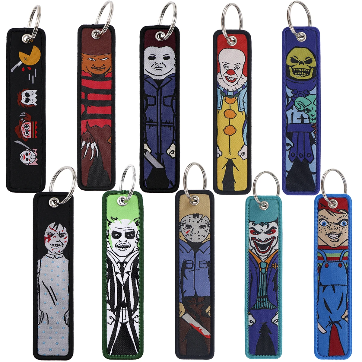 

Thriller Embroidery Key Fob Halloween Key Tag For Cars Backpack Chaveiro Keychain Fashion Keyring Gift for Men Women Accessories