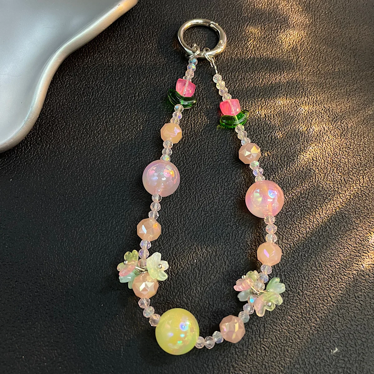 

Flower Crystal Bead Mobile Phone Hanging Rope Wrist Ornament Hanging Chain