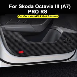 For Skoda Octavia PRO RS III (A7) 2013-2023 2024 Car Door Anti-dirty Anti-kick Pad Cover Sticker Carbon Fiber Patterned Leather
