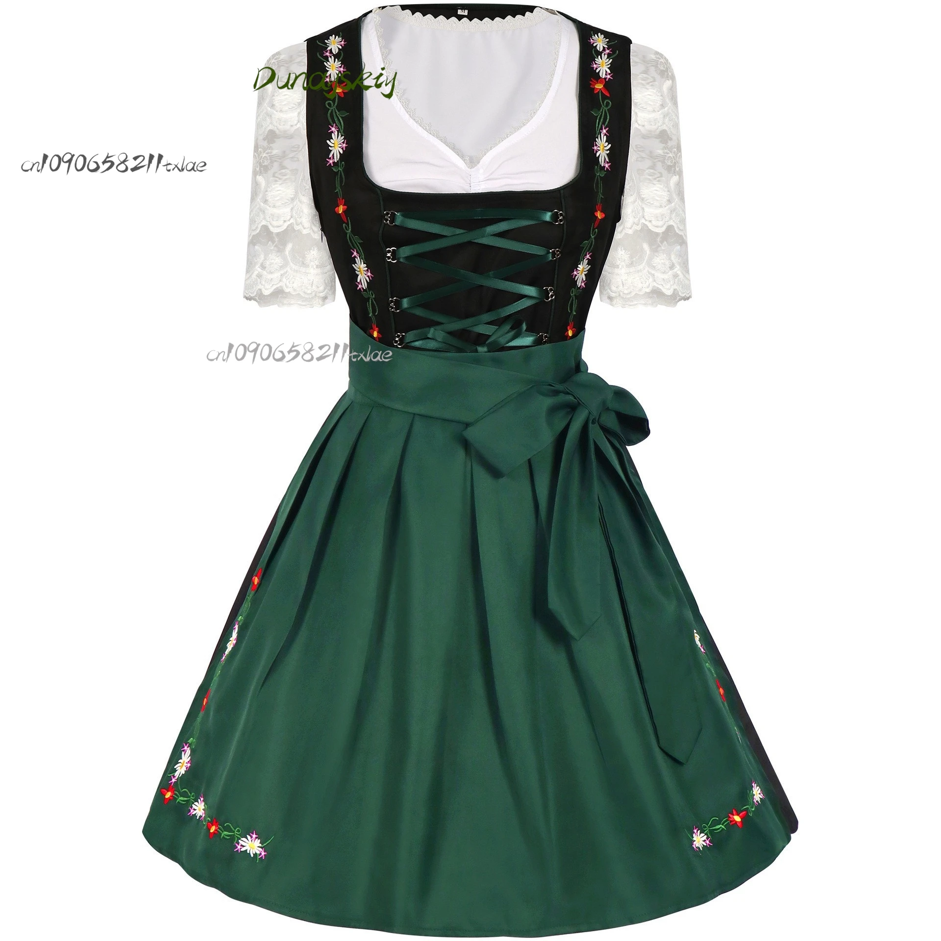 فستان خادمة البيرة البافارية 2025 - فستان قصير مشد برباط مع مريلة قابلة للفصل وسلسلة شتاين البيرة