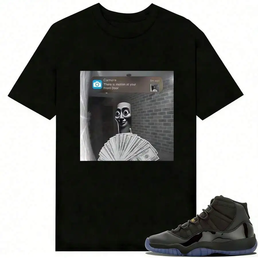 Camiseta gráfica divertida con diseño de meme de dinero para hombre, camiseta informal de manga corta con cuello redondo, estilo streetwear, moderna