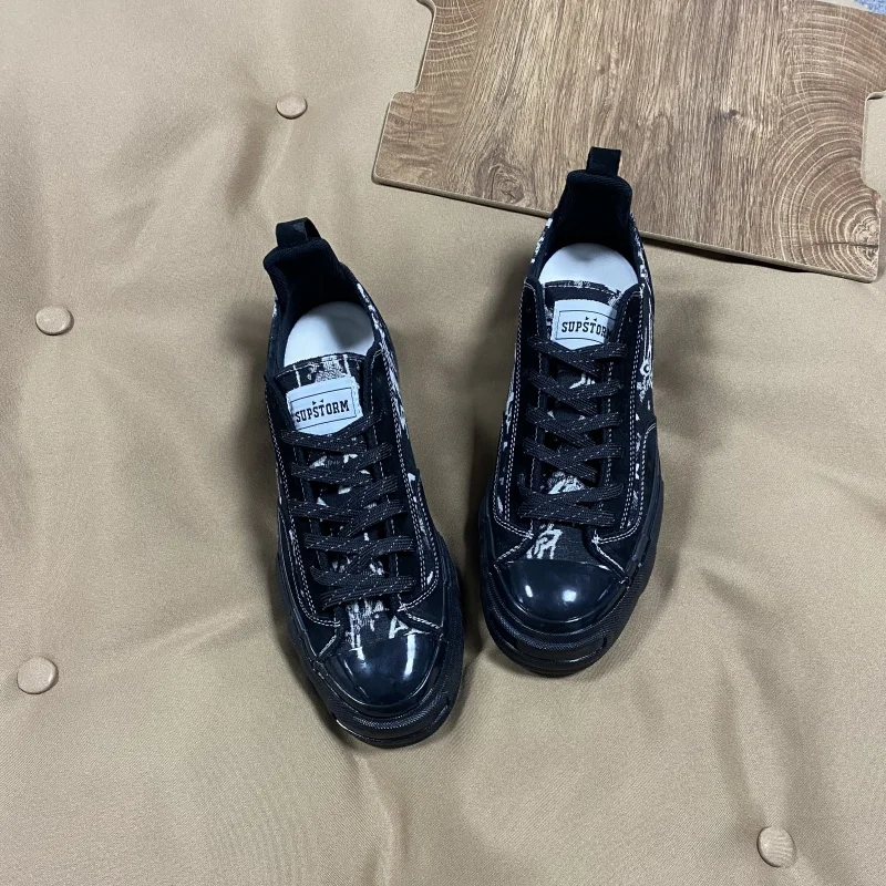 

Summer Black Low-Top Vulcanized Shoes, Large Size Shoes, Men's Korean Style Canvas Shoes, Breathable Men's Shoes, Versatile Casual Sneakers