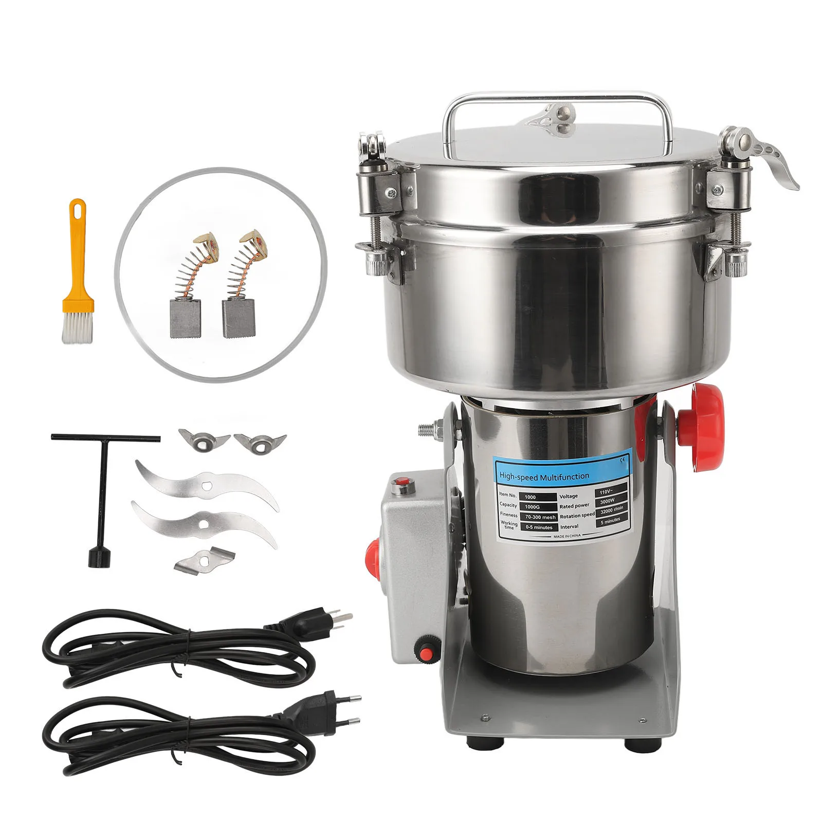 Electric Bean Grinder Swing Stable Corrosion Resistant Easy To Clean 1000g Multi Purpose Electric Grinding Machine for Home