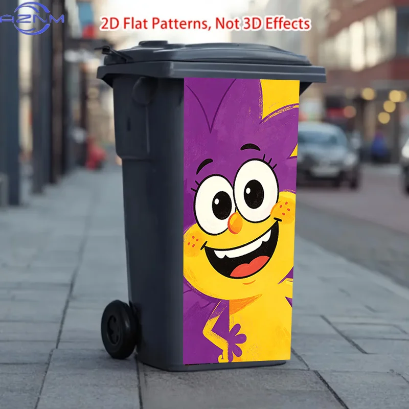 - of Trash Can Sticker Featuring a Purple-haired, Yellow-faced Smiling Doll Design. This Sticker Is Easy to Apply and Is Perfe