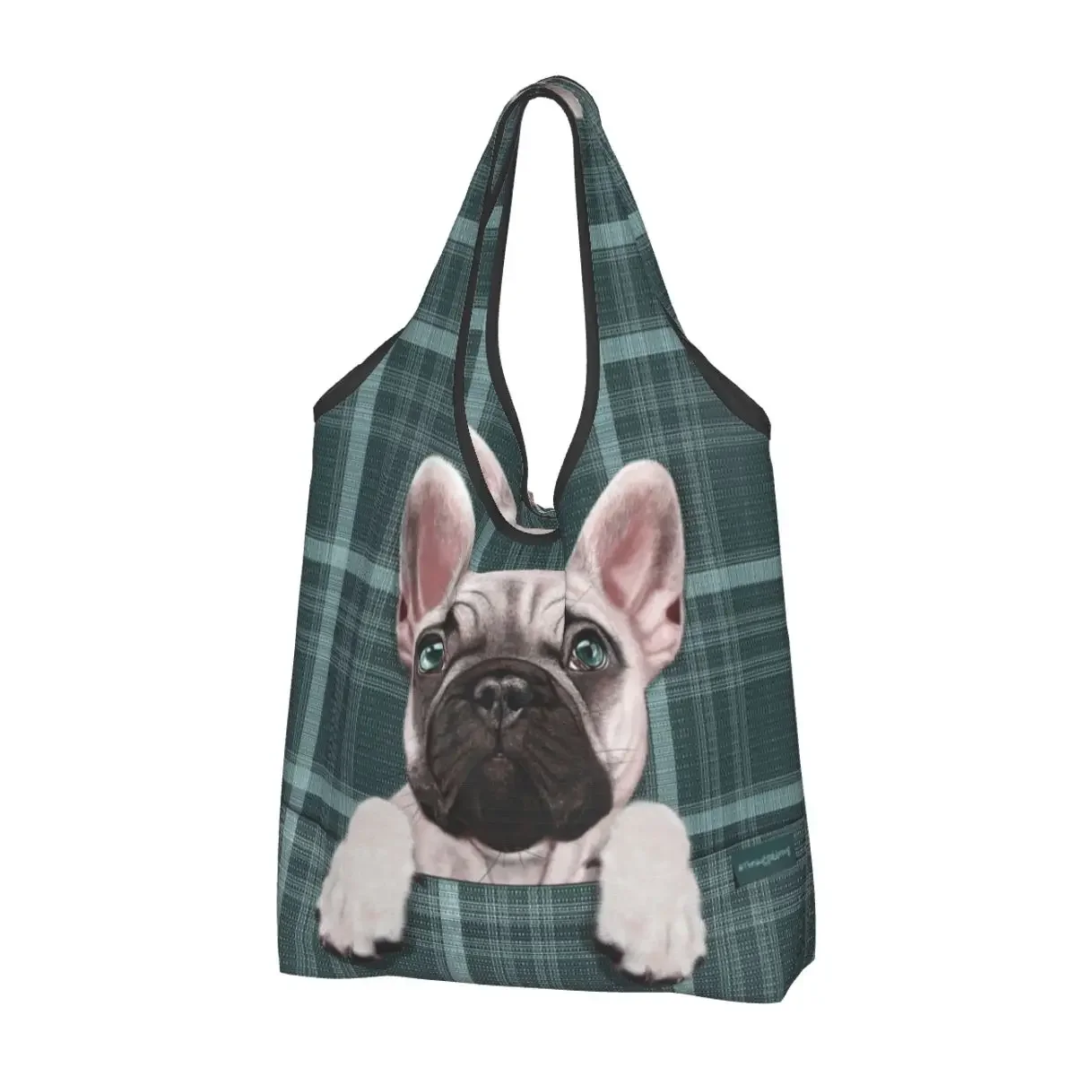 

Custom Frenchie Dog Lover Shopping Bag Women Portable Big Capacity Grocery French Bulldog Pet Bouledogue Tote Shopper Bags