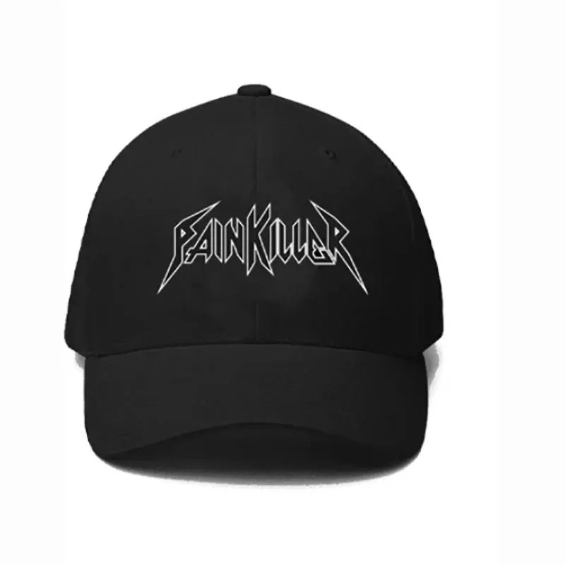 2 embroidery logos for black full closed fitted baseball cap