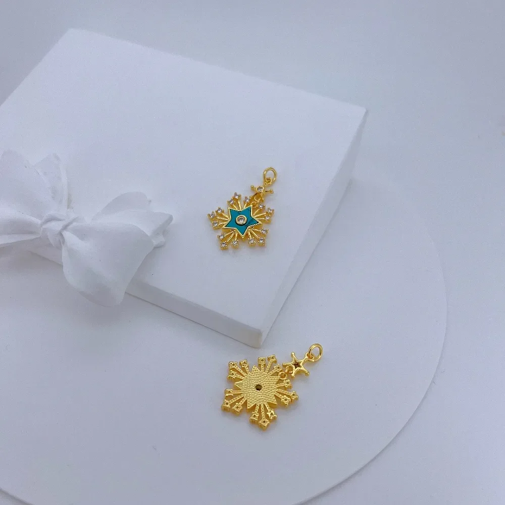

1 Pcs Pendant Only Shell Jewelry for Diy Necklace Earrings Making Accessories Plating Copper Zircon Star Sun Round Charm Parts